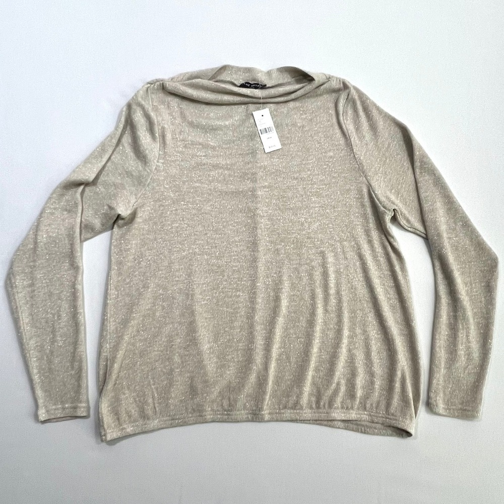 Lane Bryant Top Funnel Neck Metallic Shimmer Champagne Brown Womens 14/16 NWT